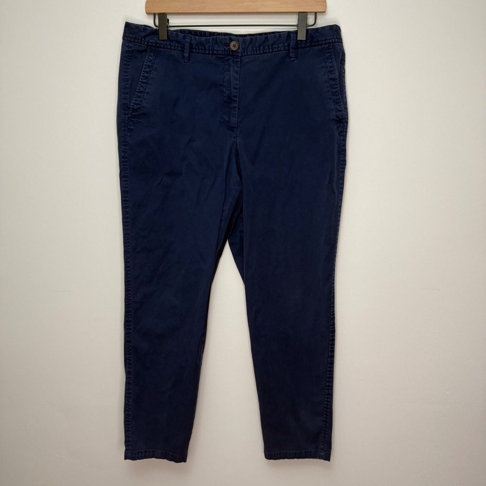 Talbots Girlfriend Chino Pants Navy Blue Women Size 12 Mid Rise Tapered Cotton